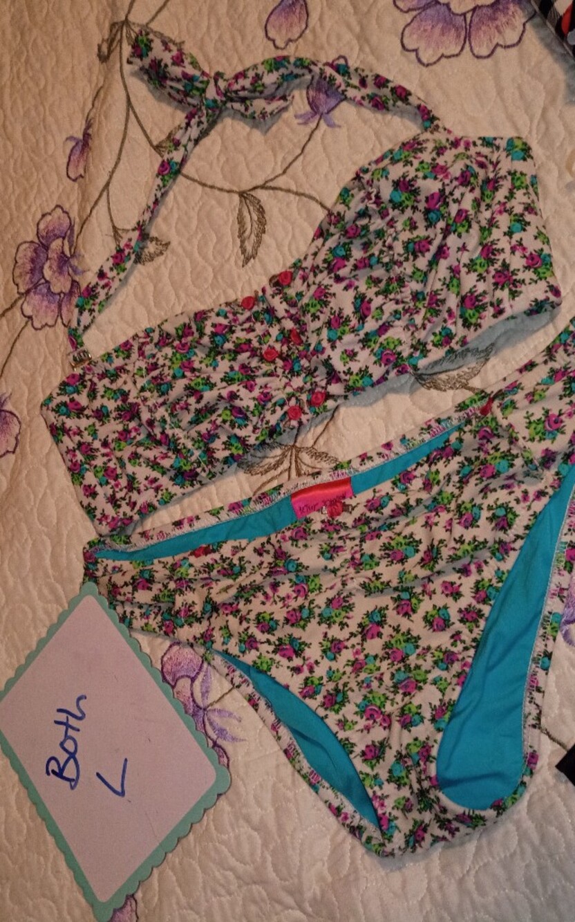 Y2K Betsey Johnson Betsy Floral Party Beach Preppy Bikini Swim Suit L